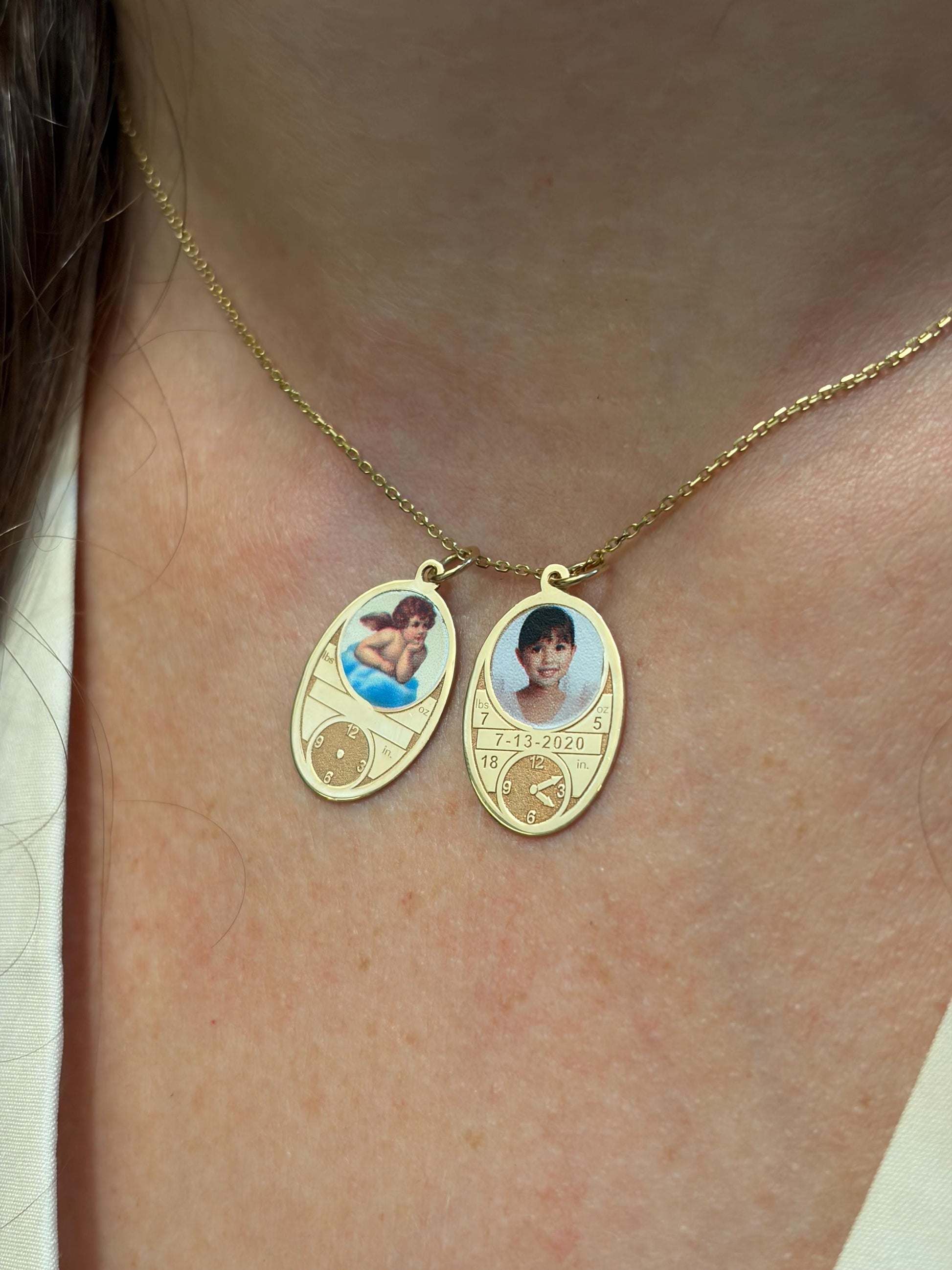 "Baby ID Medal" Pendant Necklace - 14k Solid Gold