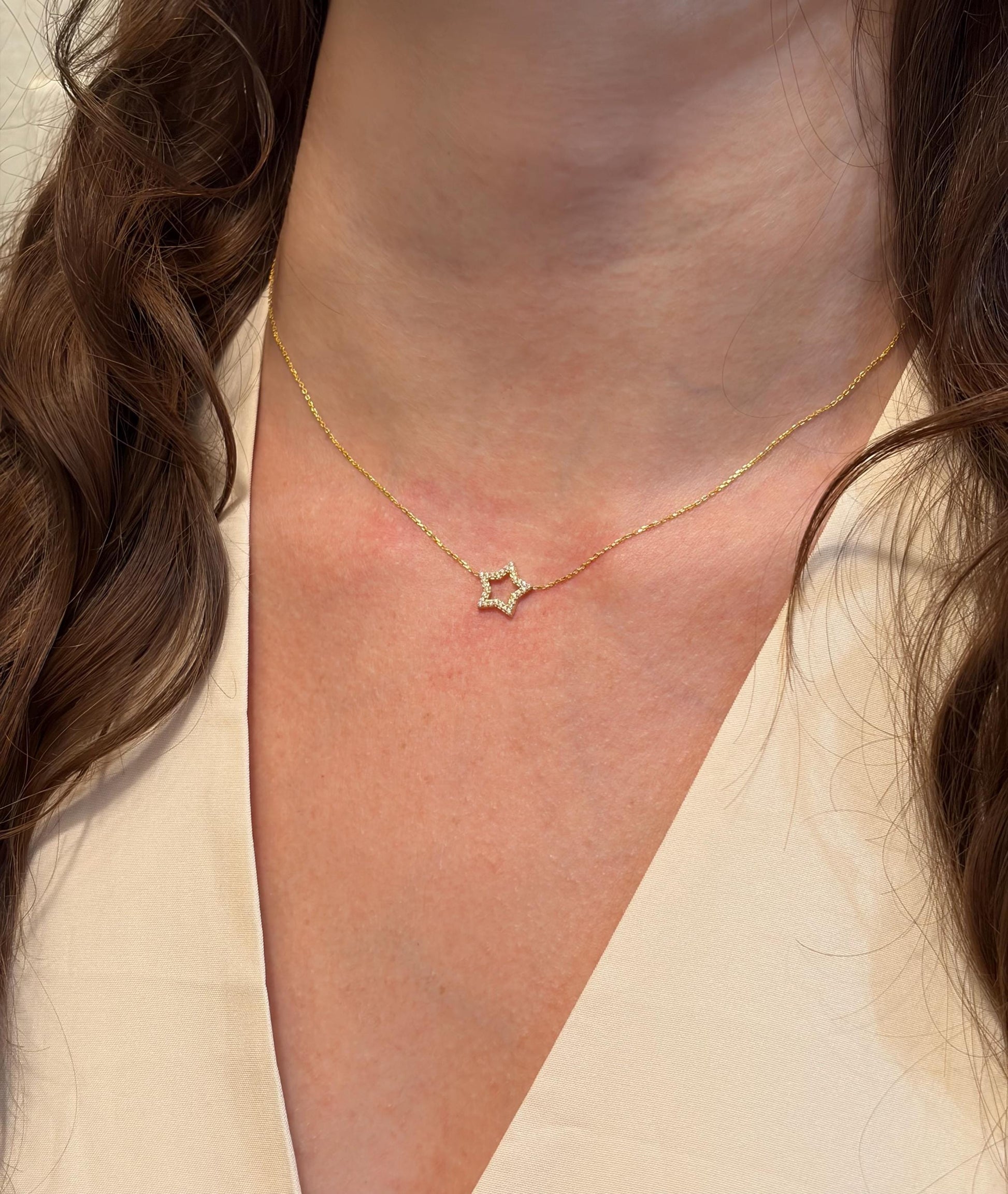 "Five-Star" Diamond Necklace - 14k Solid Gold