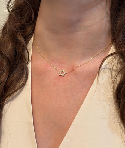 "Five-Star" Diamond Necklace - 14k Solid Gold