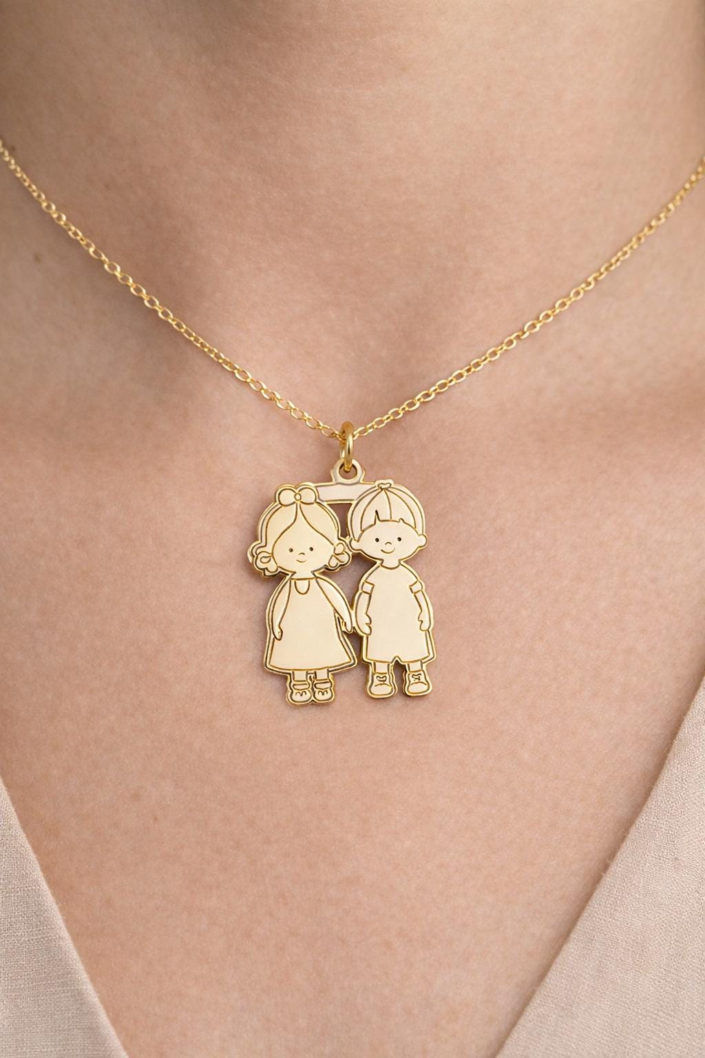"Sibling Bond" Pendant - 14k Solid Gold