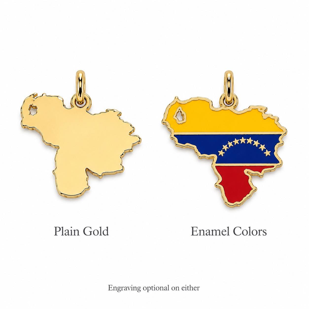 "Venezuela Map" Pendant Necklace - 14k Solid Gold