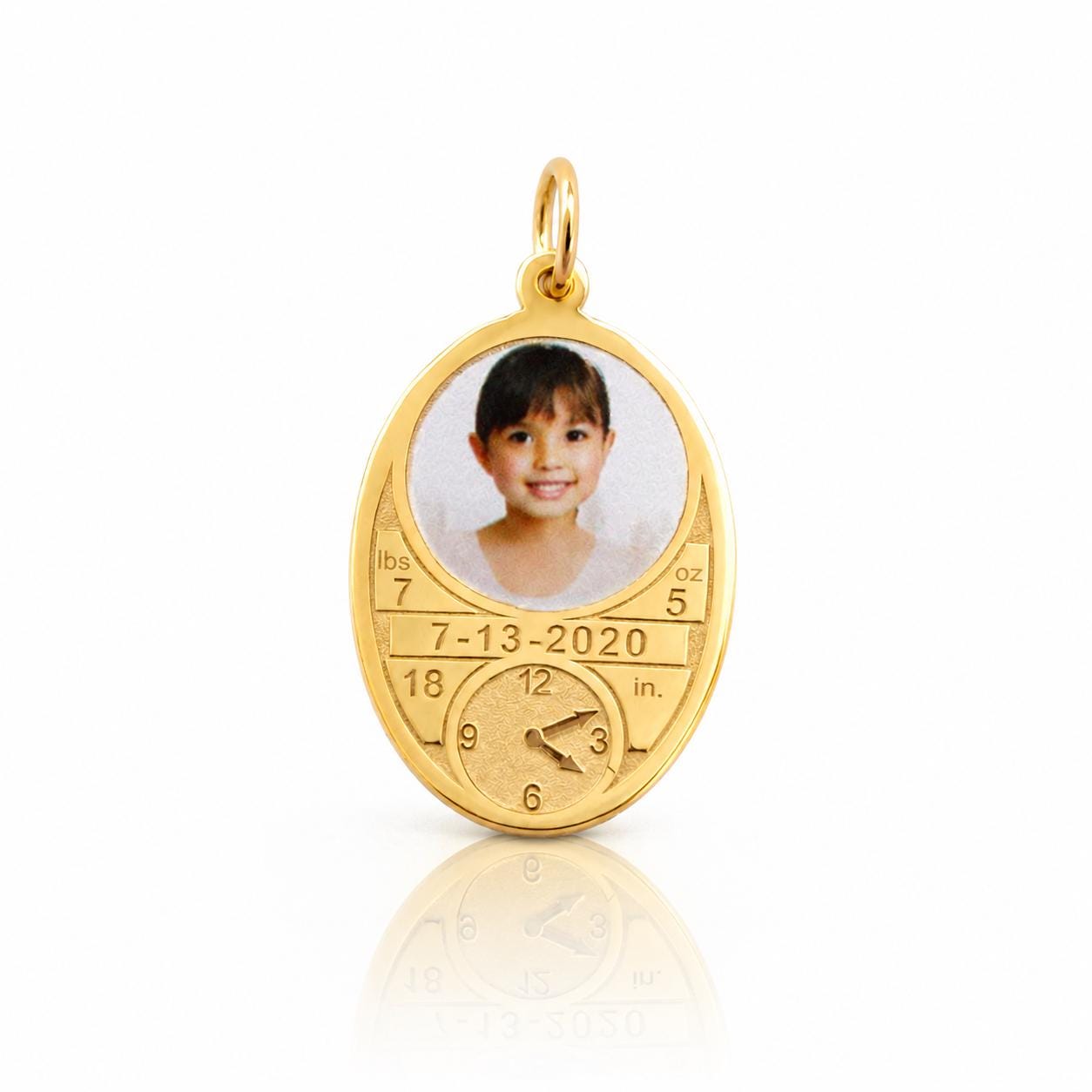 "Baby ID Medal" Pendant Necklace - 14k Solid Gold