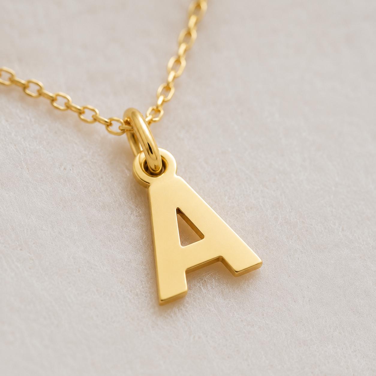 "Block Initial" Pendant - 14k Solid Yellow Gold
