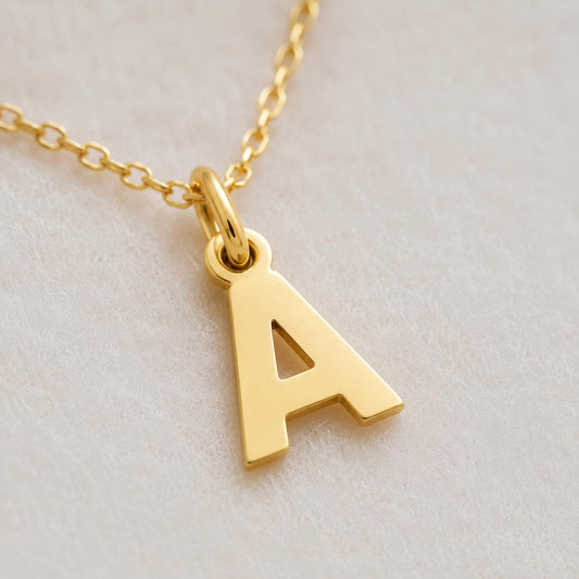 "Block Initial" Pendant - 14k Solid Yellow Gold