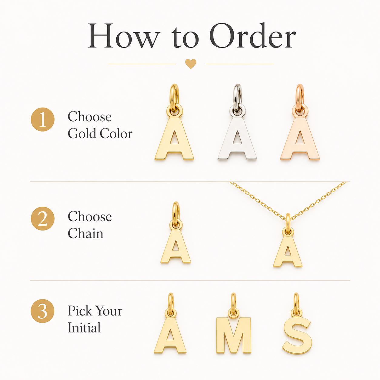 "Block Initial" Pendant - 14k Solid Yellow Gold