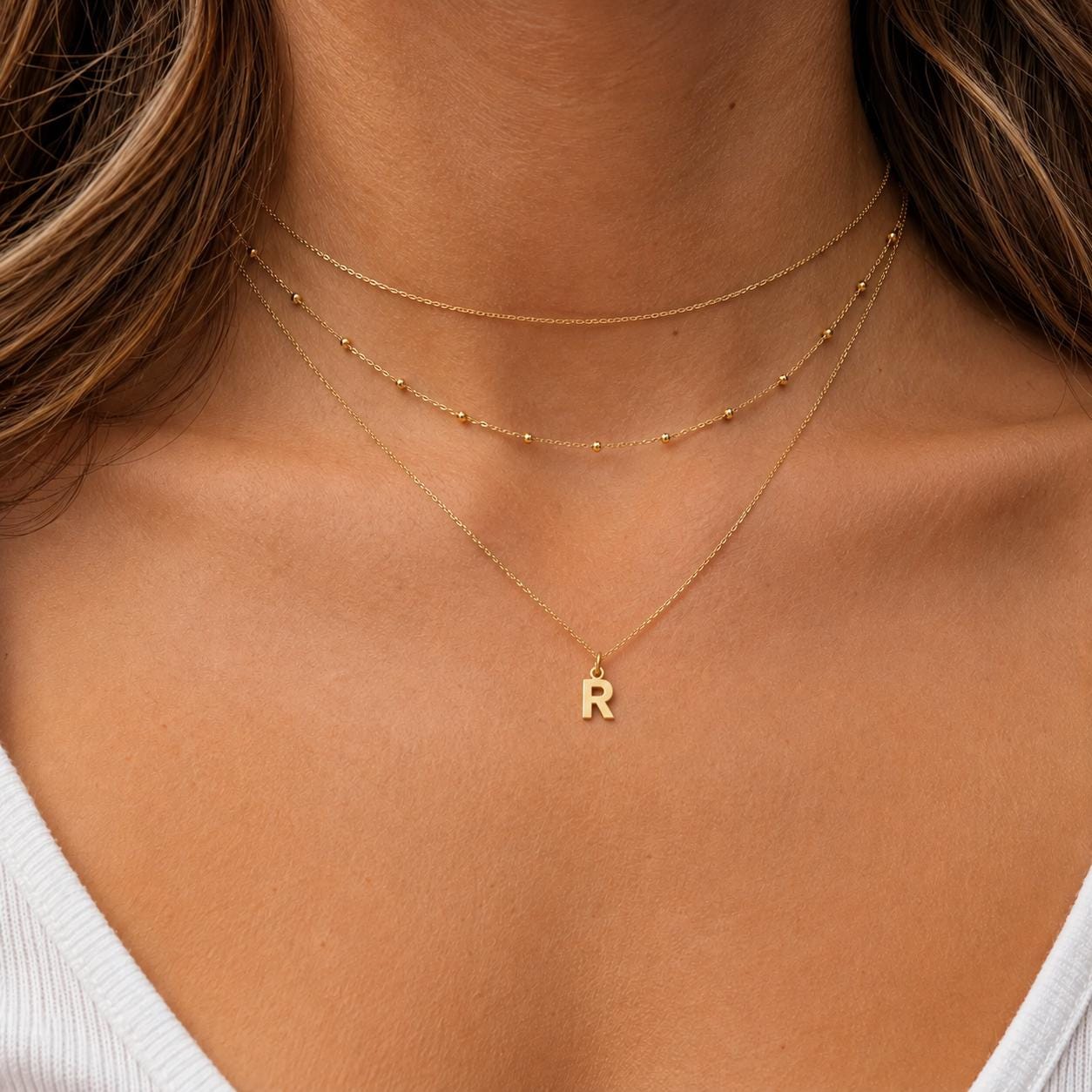"Block Initial" Pendant - 14k Solid Yellow Gold