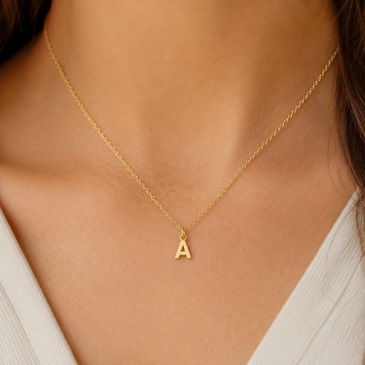 "Block Initial" Pendant - 14k Solid Yellow Gold