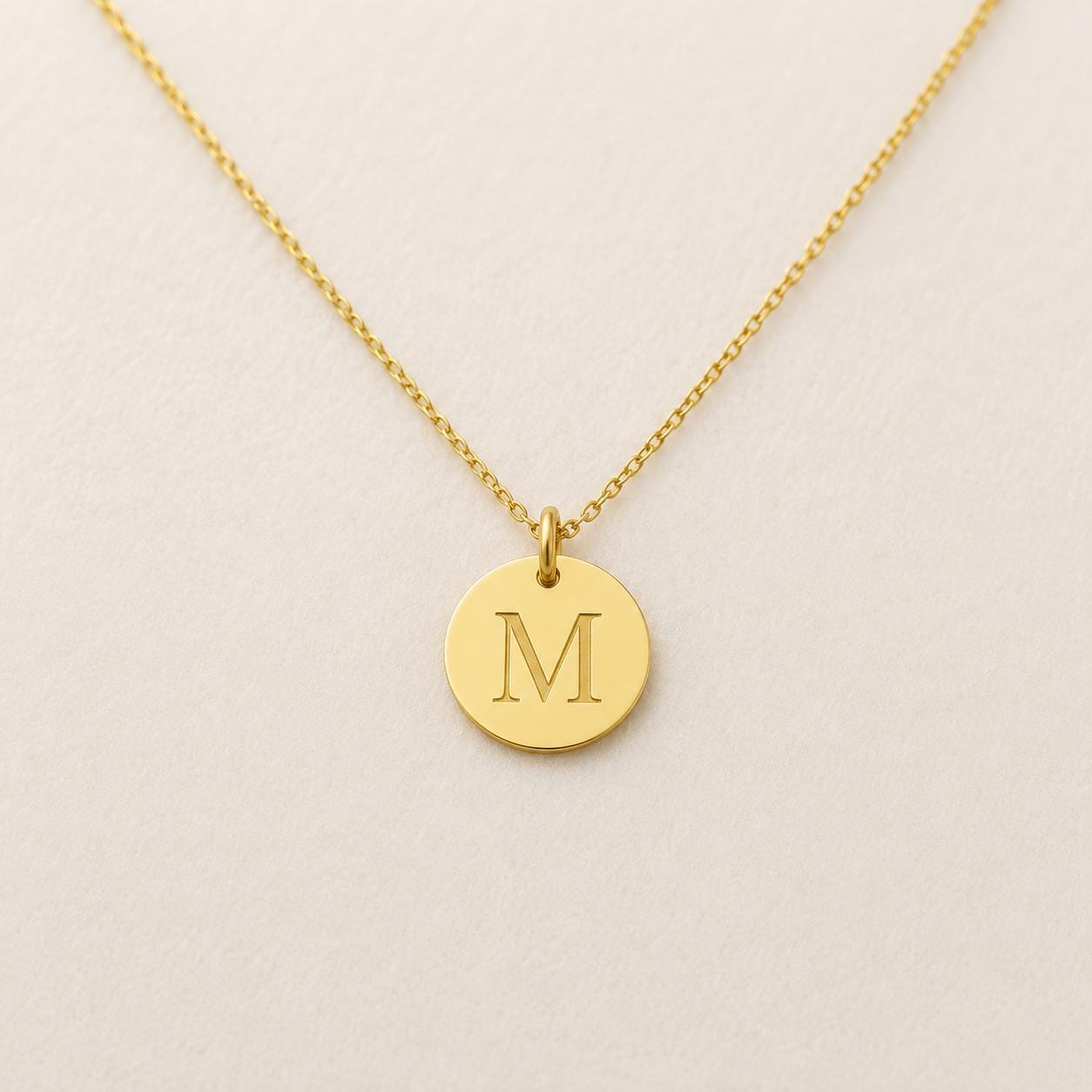 "Coin Disc" Pendant Necklace - 14K Solid Gold