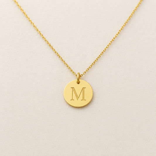 "Coin Disc" Pendant Necklace - 14K Solid Gold