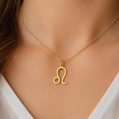 "Leo Zodiac" Pendant Necklace - 14k Solid Yellow Gold