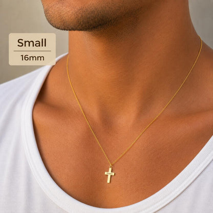 "Thin Cross" Pendant Necklace - 14k Solid Yellow Gold