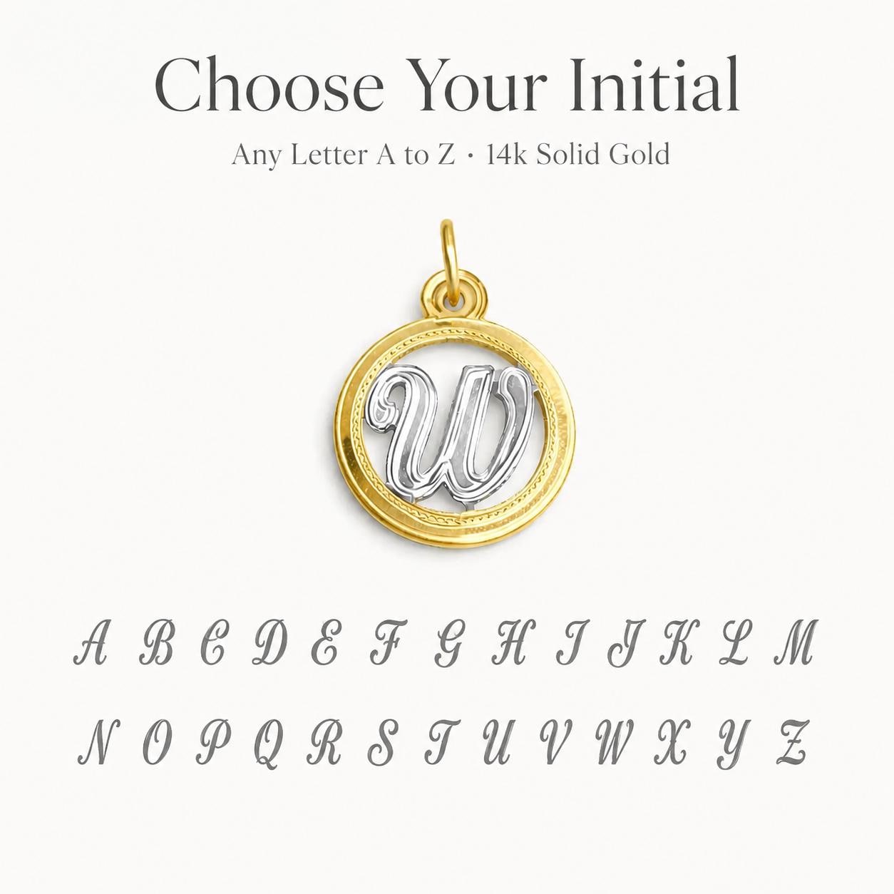 "Monogram Medal" Pendant Necklace - 14k Solid Gold
