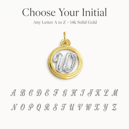 "Monogram Medal" Pendant Necklace - 14k Solid Gold