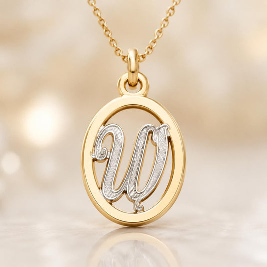 "Monogram Medal" Pendant Necklace - 14k Solid Gold