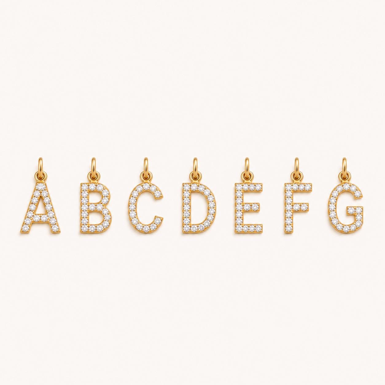"Pavé Initial" Pendant Necklace - 14k Solid Gold