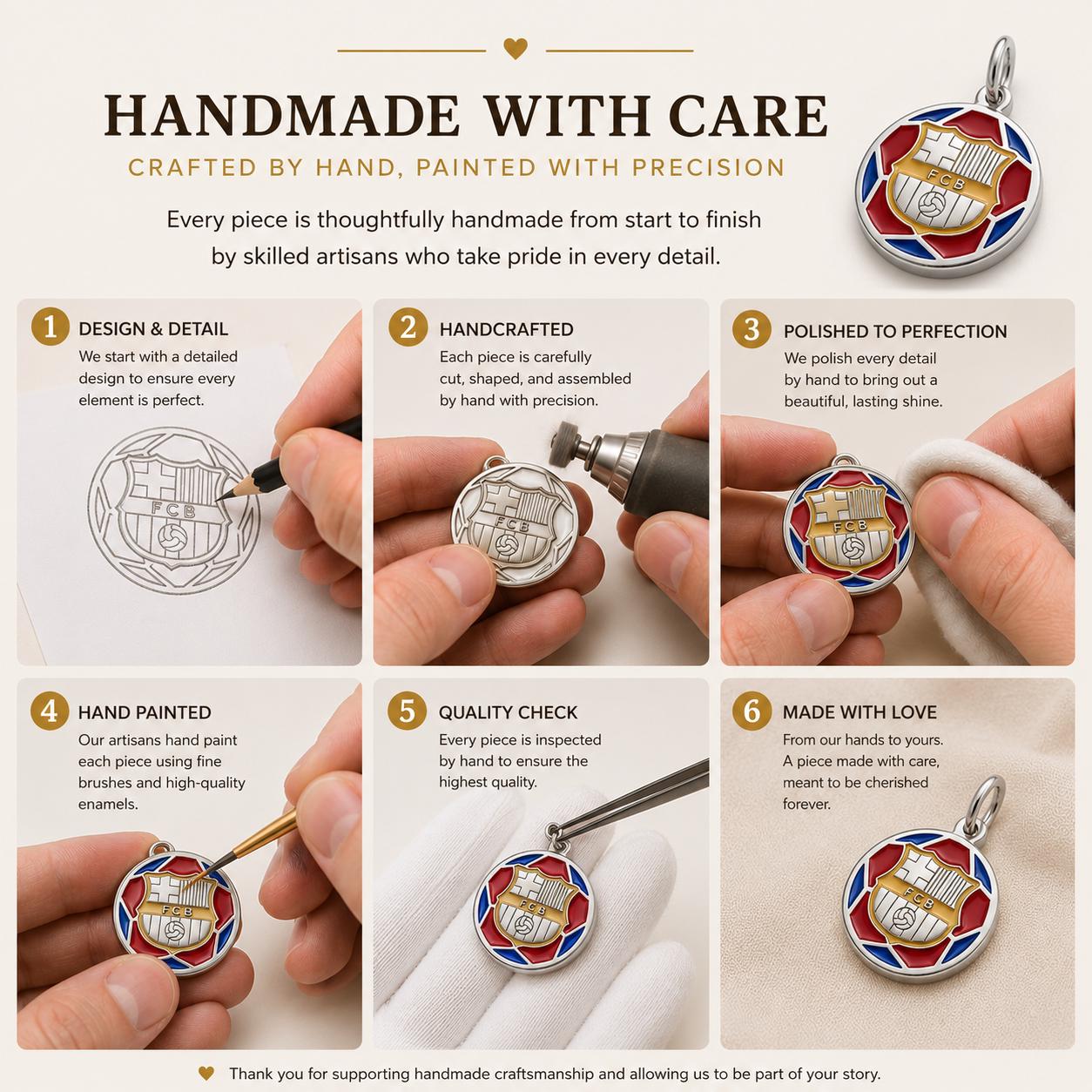 "FCB Enamel Ball" Pendant - 925 Sterling Silver