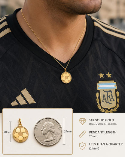 "Soccer Ball" Pendant Necklace - 14k Solid Gold