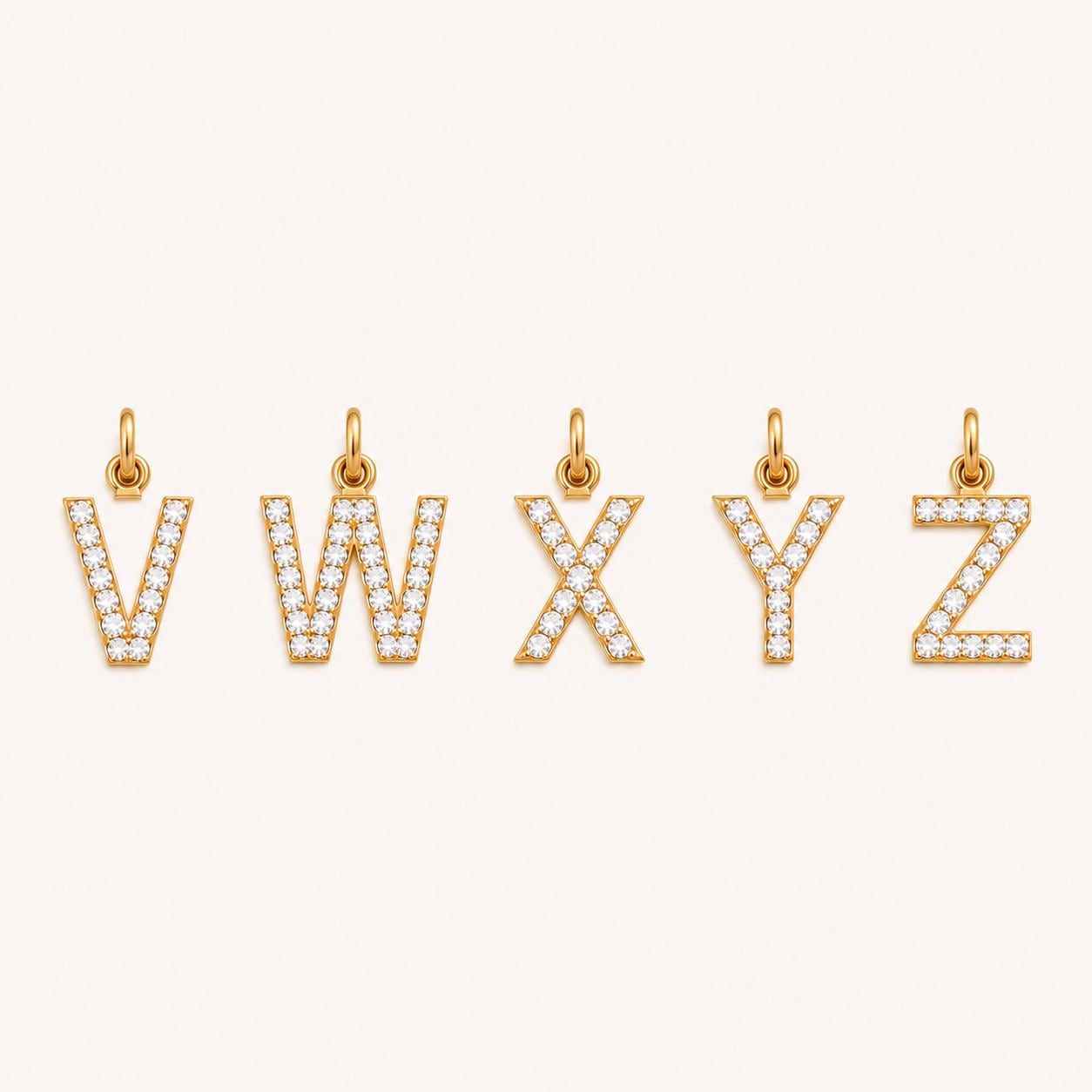 "Pavé Initial" Pendant Necklace - 14k Solid Gold