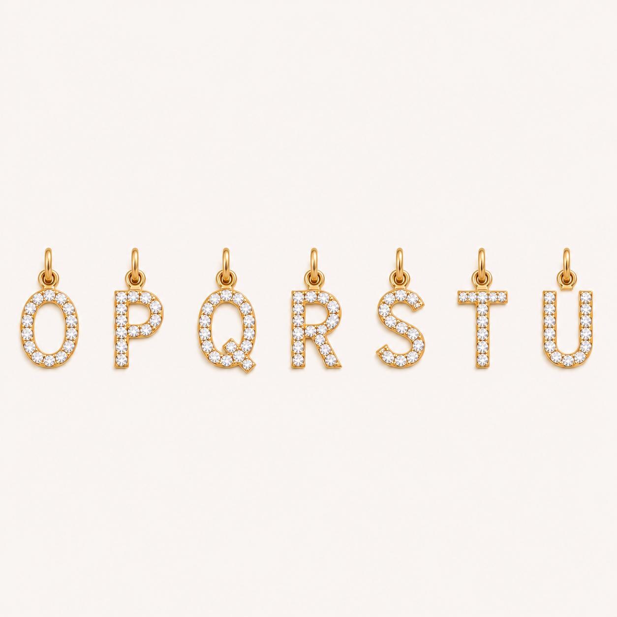 "Pavé Initial" Pendant Necklace - 14k Solid Gold
