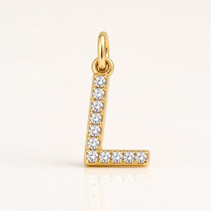 "Pavé Initial" Pendant Necklace - 14k Solid Gold