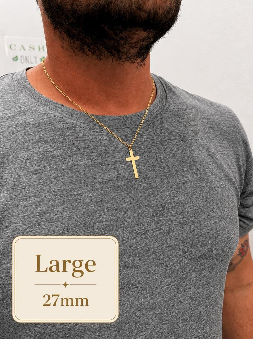 "Thin Cross" Pendant Necklace - 14k Solid Yellow Gold