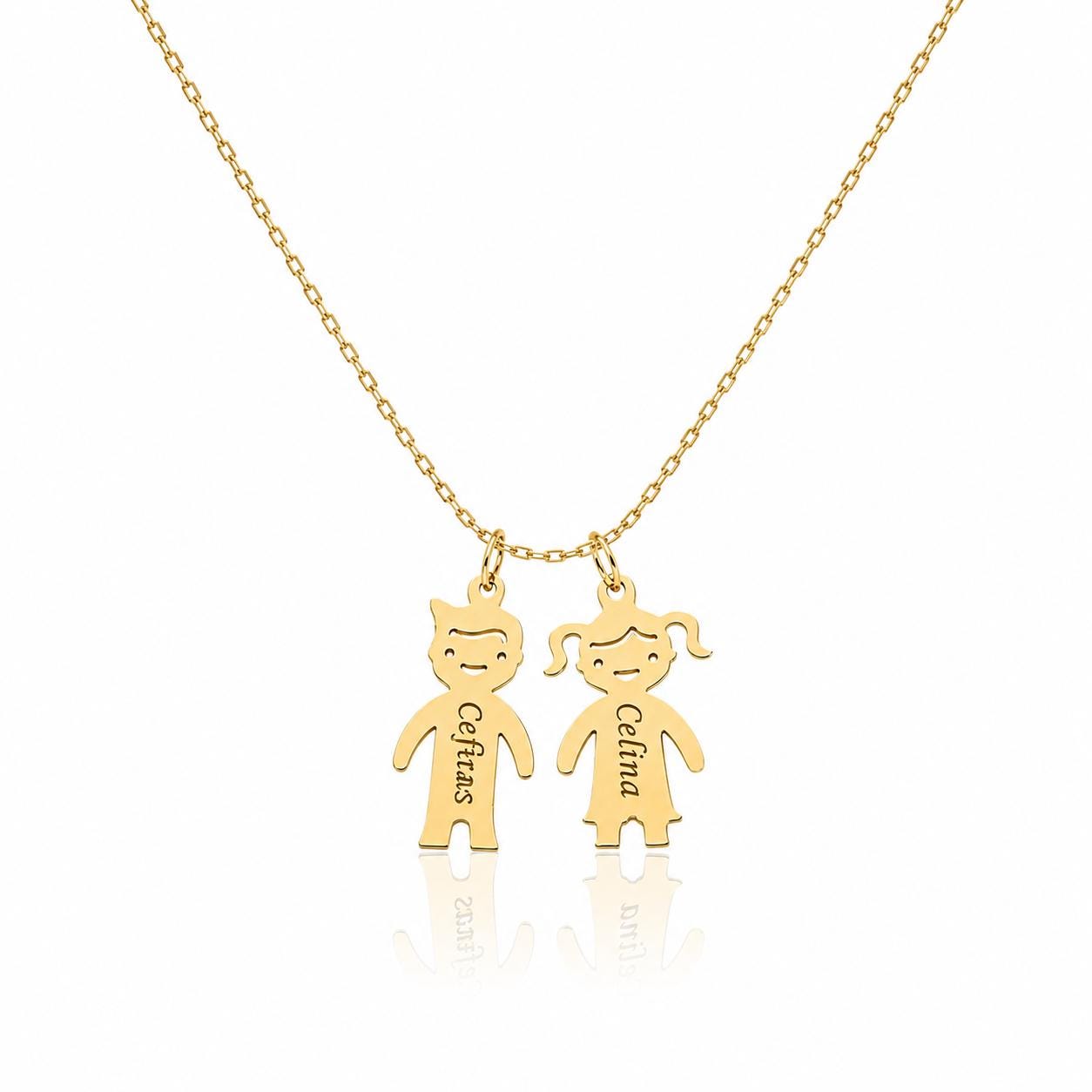 "Engraved Name Plate" Girl Pendant - 14k Solid Gold