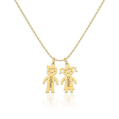 "Engraved Name Plate" Girl Pendant - 14k Solid Gold