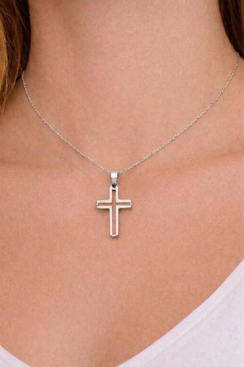 "Slim Latin Cross" Pendant - 925 Sterling Silver