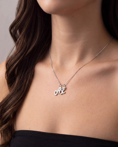 "Script Initial" Pendant Necklace - 925 Sterling Silver