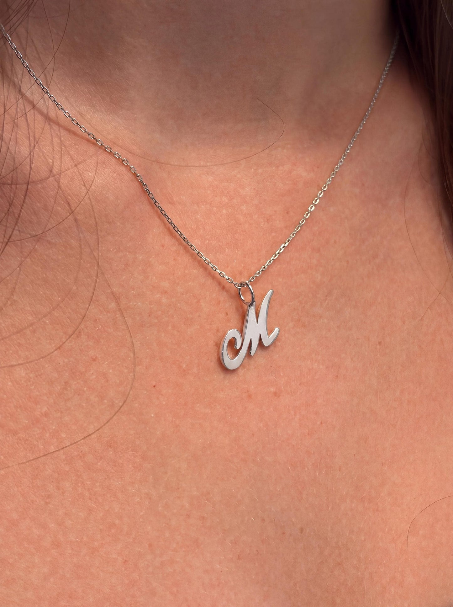 "Script Initial" Pendant Necklace - 925 Sterling Silver