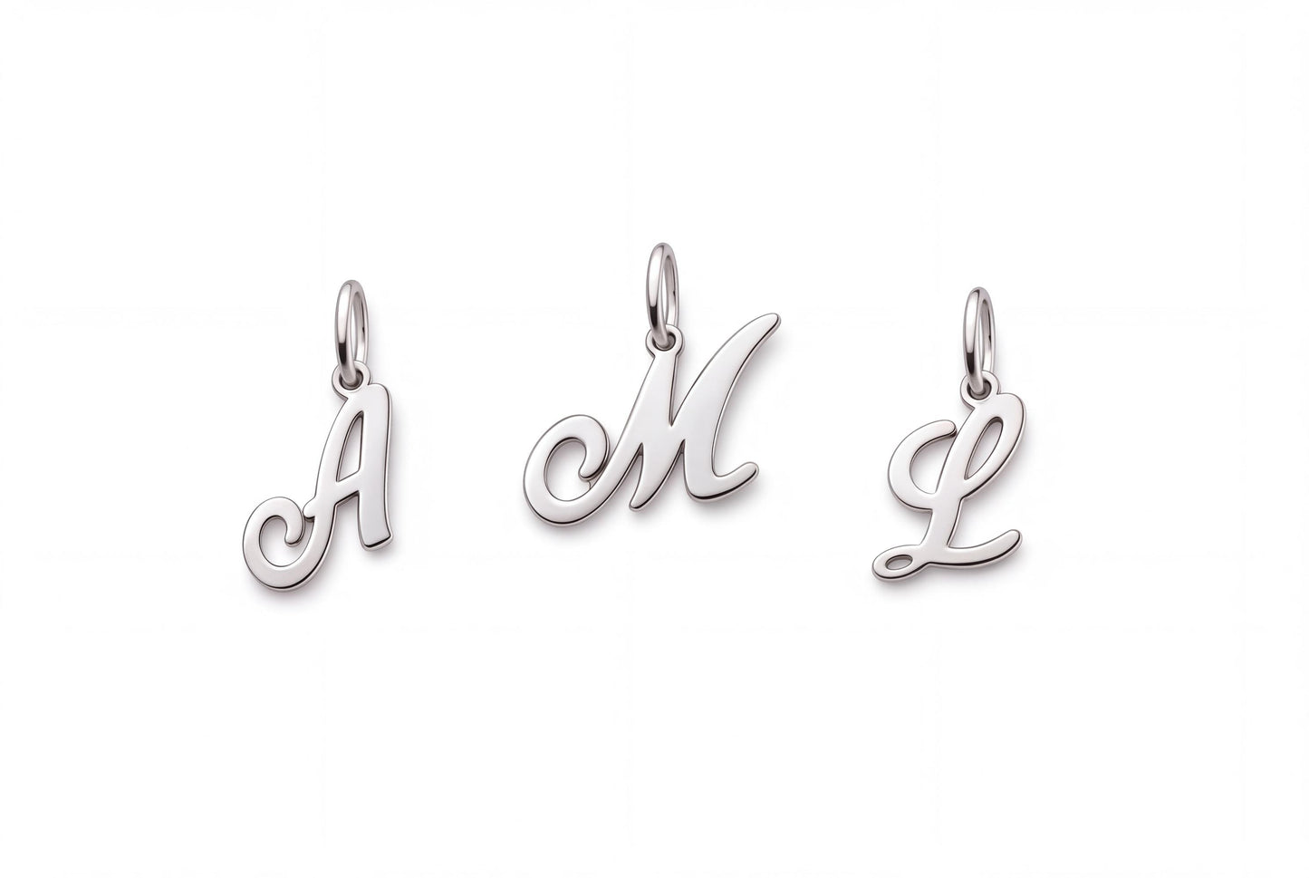 "Script Initial" Pendant Necklace - 925 Sterling Silver