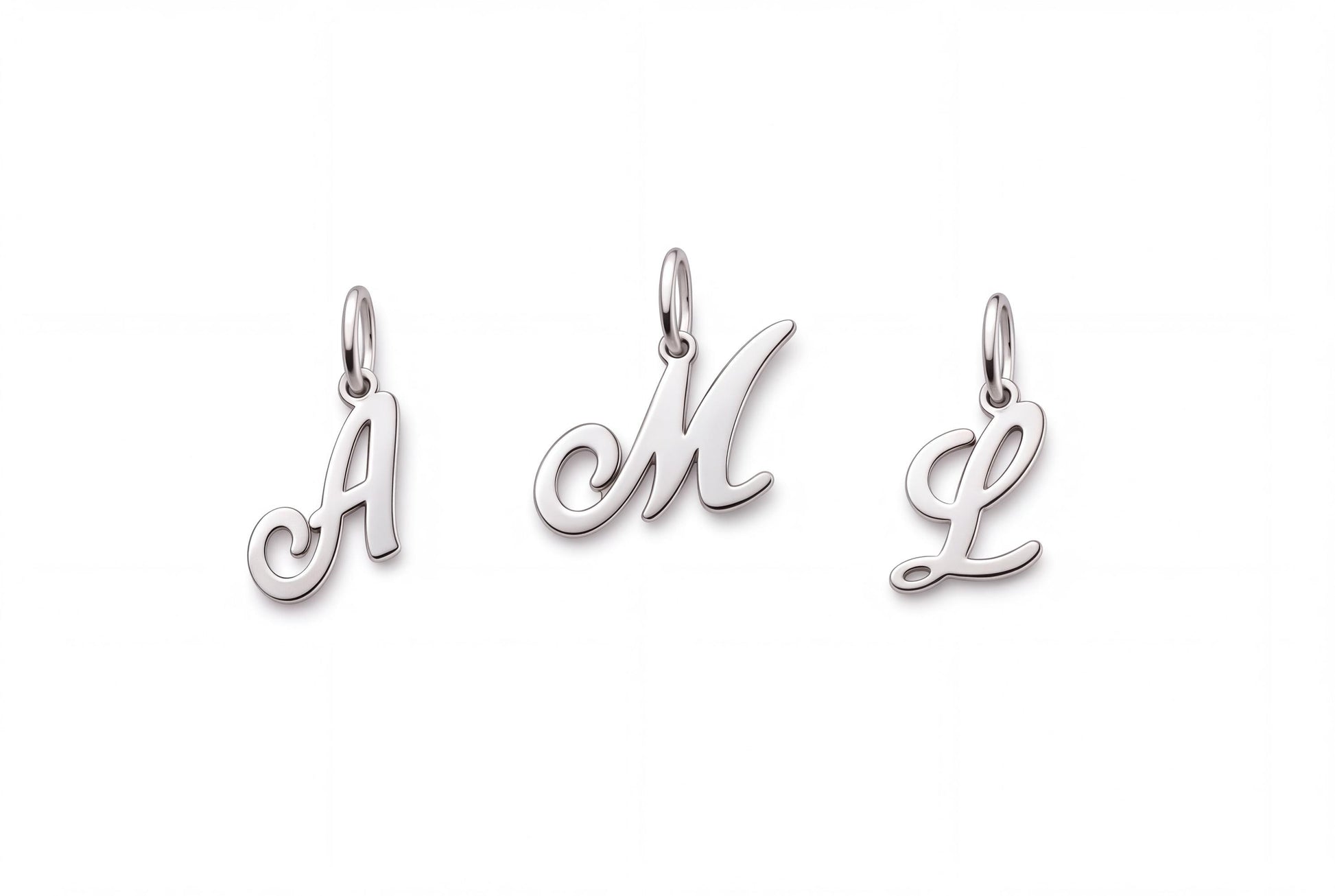 "Script Initial" Pendant Necklace - 925 Sterling Silver