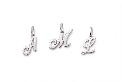 "Script Initial" Pendant Necklace - 925 Sterling Silver