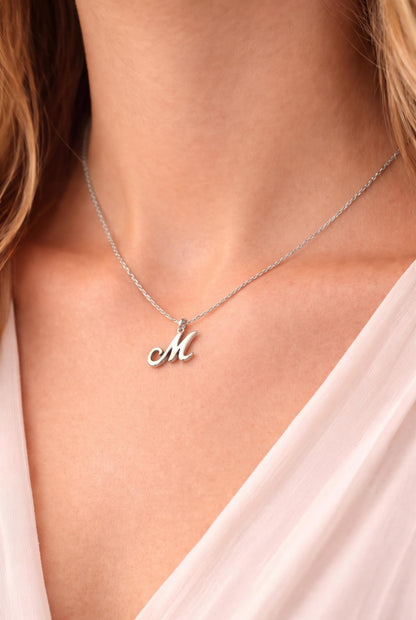 "Script Initial" Pendant Necklace - 925 Sterling Silver