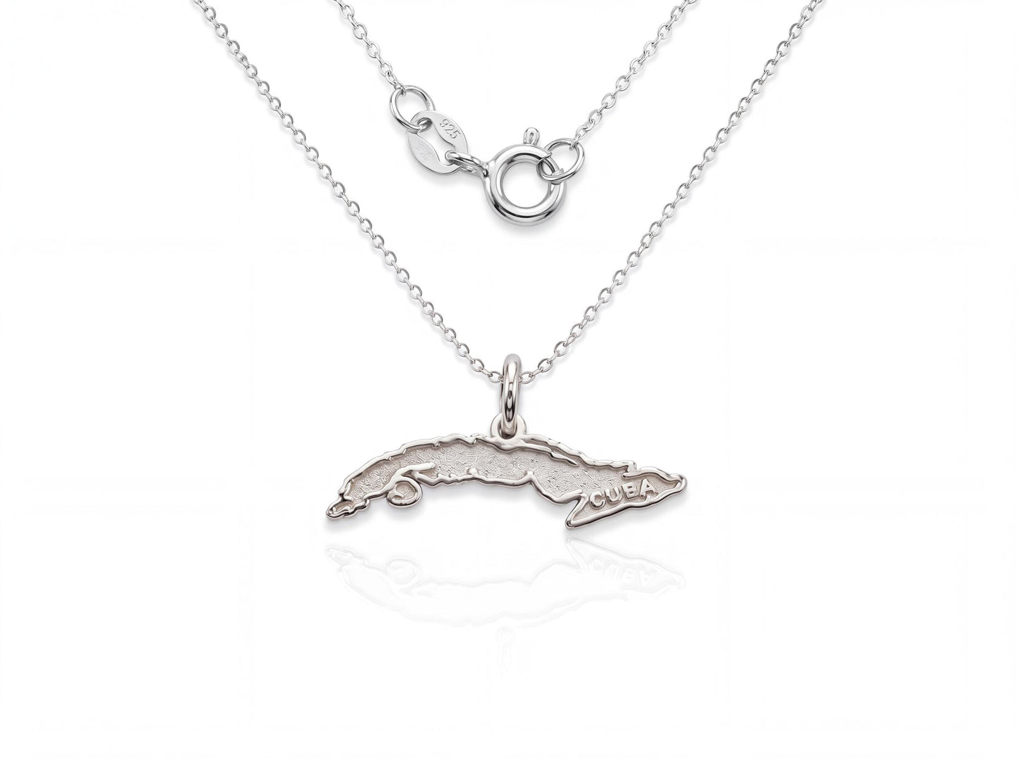 "Map of Cuba" Pendant Necklace - 925 Sterling Silver
