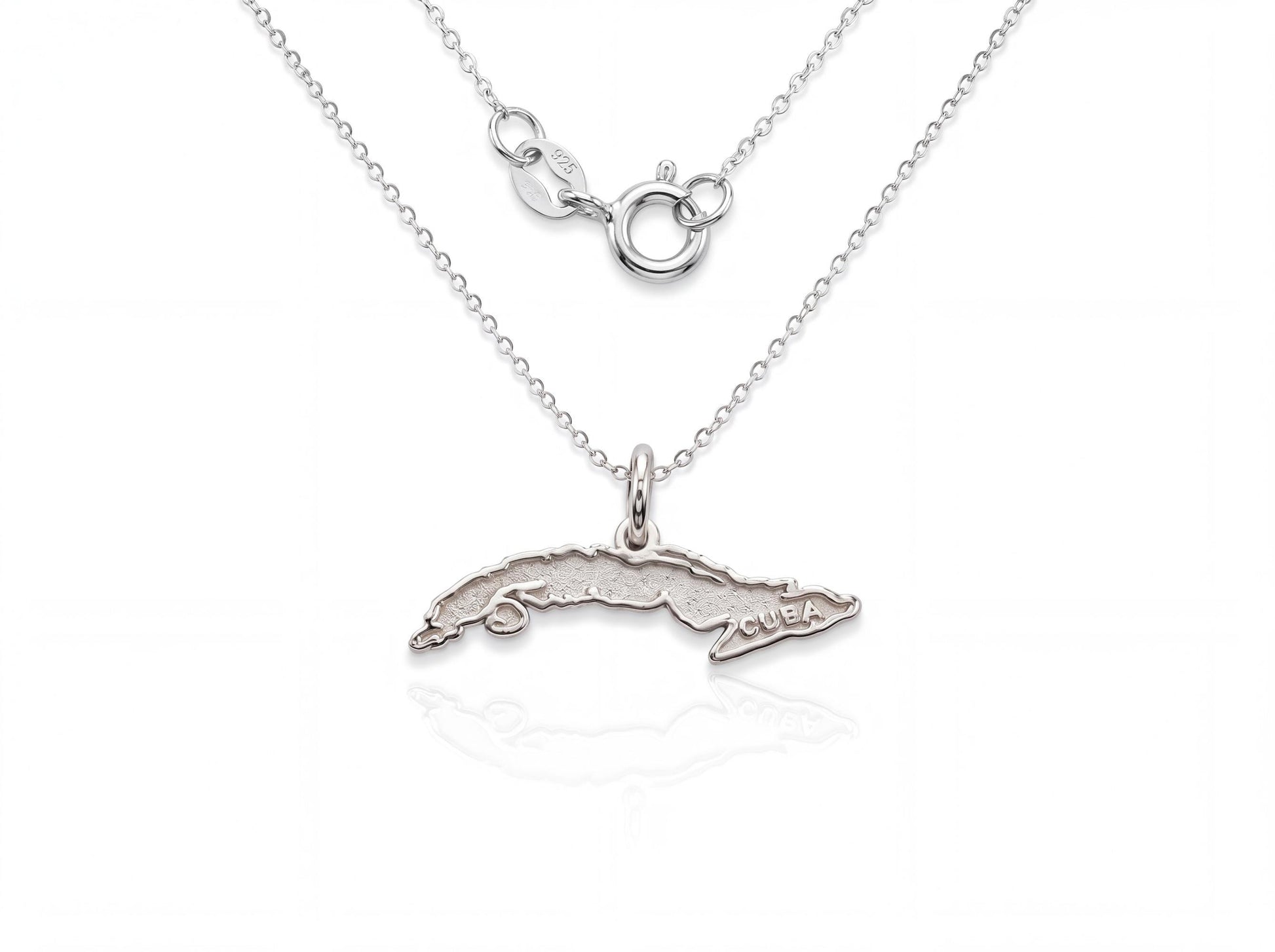 "Map of Cuba" Pendant Necklace - 925 Sterling Silver