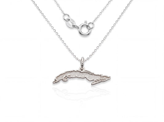 "Map of Cuba" Pendant Necklace - 925 Sterling Silver