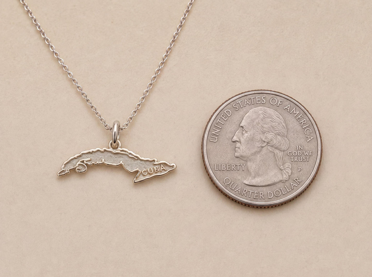 "Map of Cuba" Pendant Necklace - 925 Sterling Silver