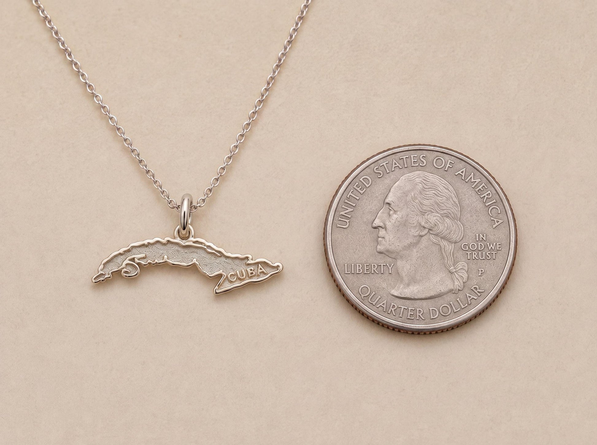 "Map of Cuba" Pendant Necklace - 925 Sterling Silver