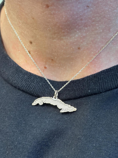 "Map of Cuba" Pendant Necklace - 925 Sterling Silver