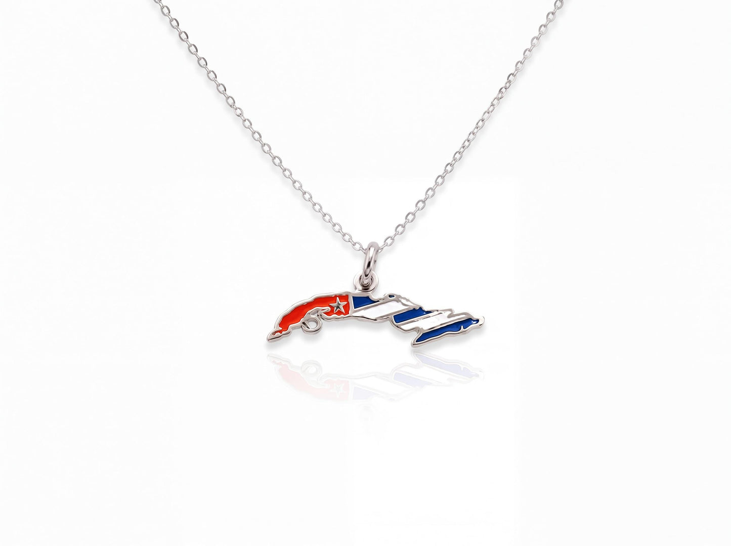 "Cuba Map Enamel" Pendant - 925 Sterling Silver