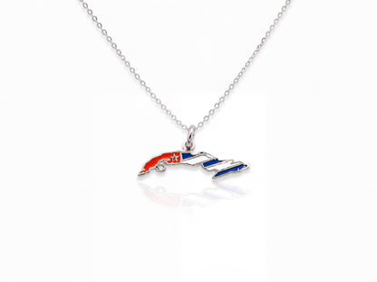 "Cuba Map Enamel" Pendant - 925 Sterling Silver