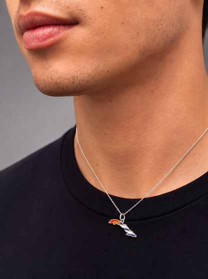 "Cuba Map Enamel" Pendant - 925 Sterling Silver