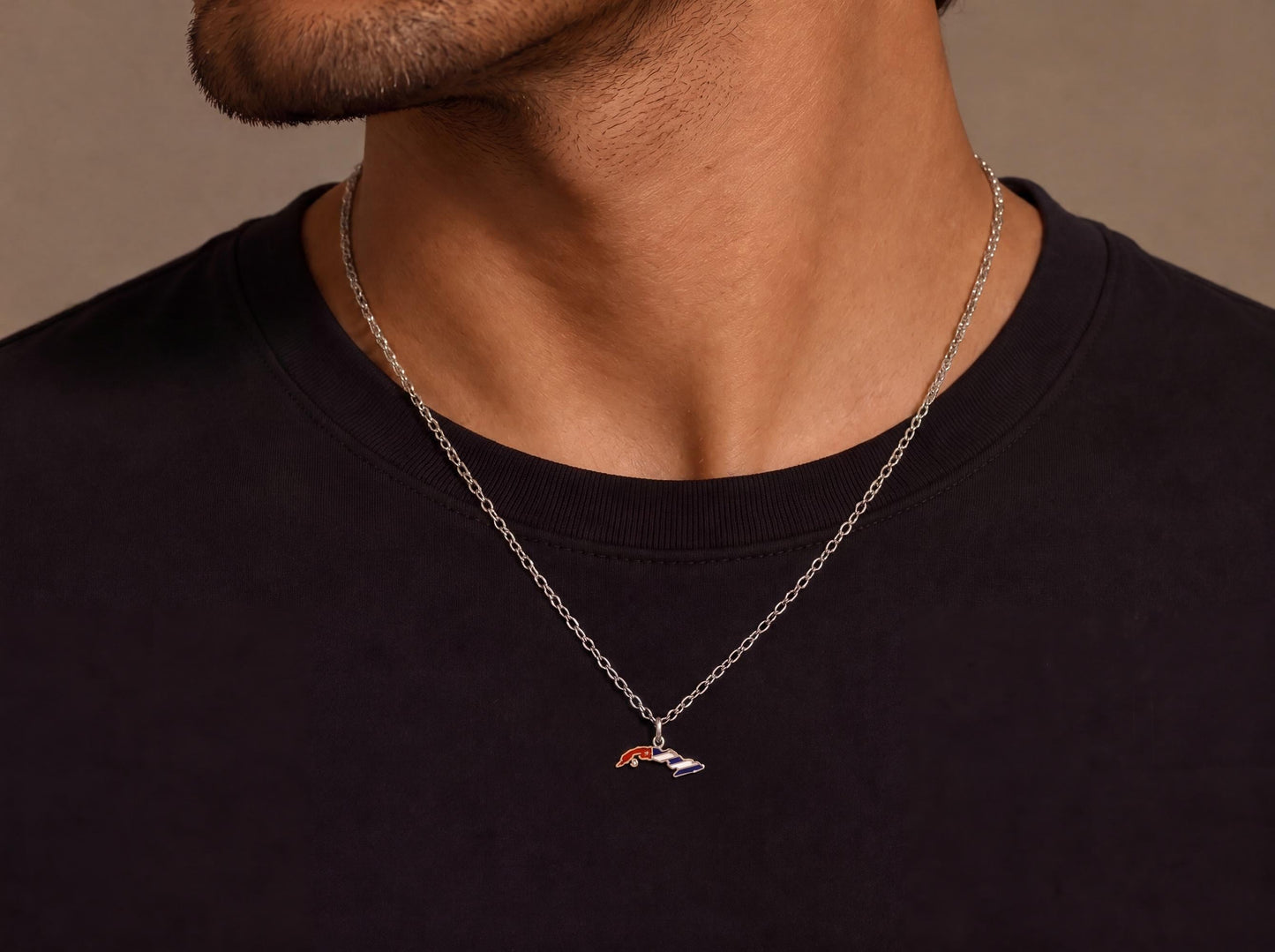 "Cuba Map Enamel" Pendant - 925 Sterling Silver