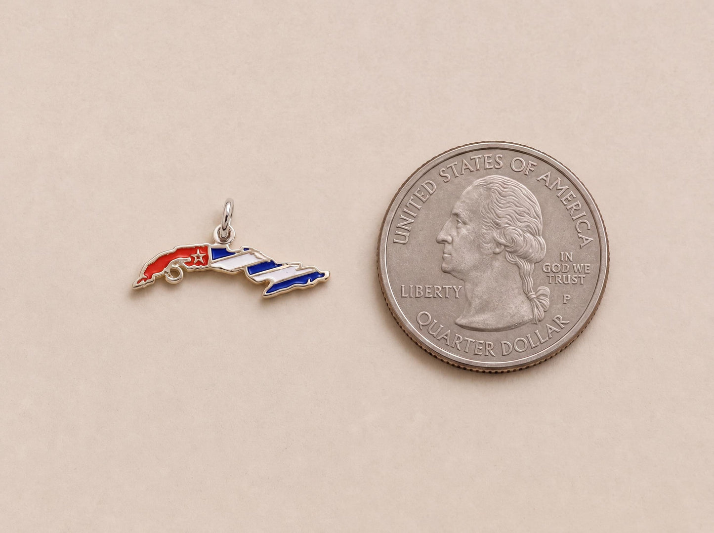 "Cuba Map Enamel" Pendant - 925 Sterling Silver