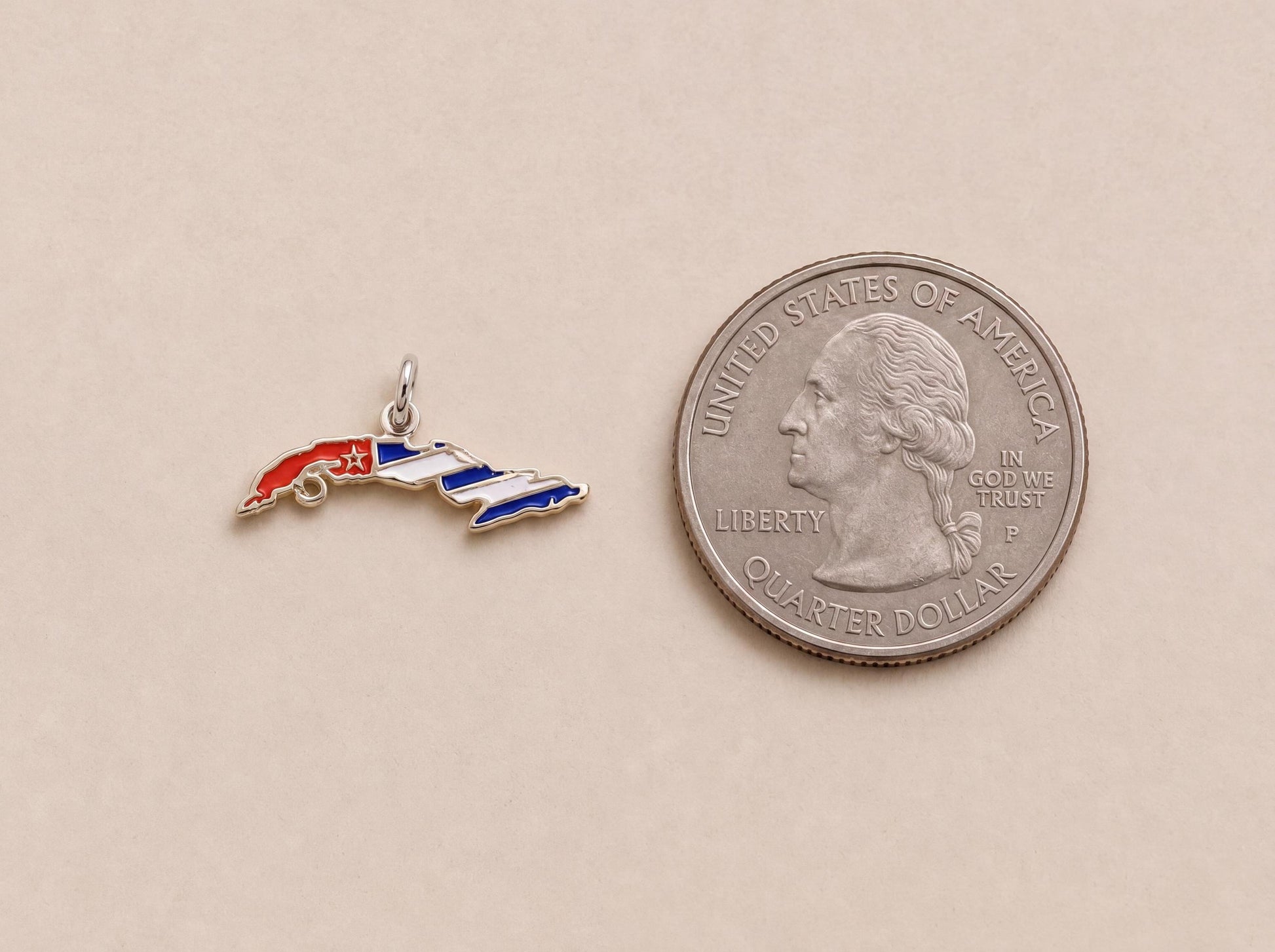 "Cuba Map Enamel" Pendant - 925 Sterling Silver