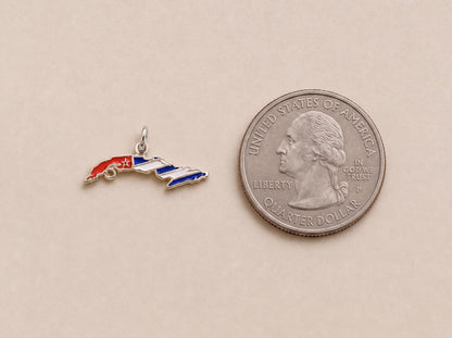 "Cuba Map Enamel" Pendant - 925 Sterling Silver