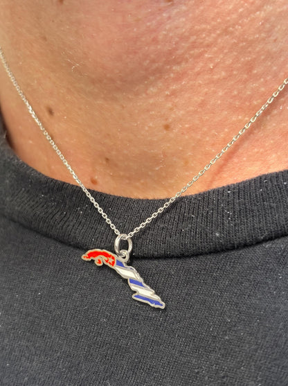 "Cuba Map Enamel" Pendant - 925 Sterling Silver