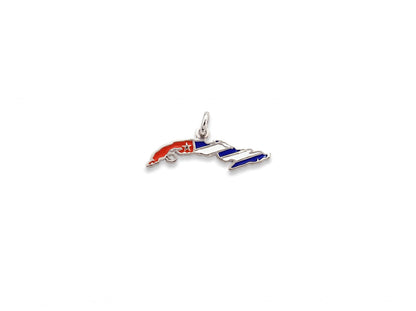 "Cuba Map Enamel" Pendant - 925 Sterling Silver