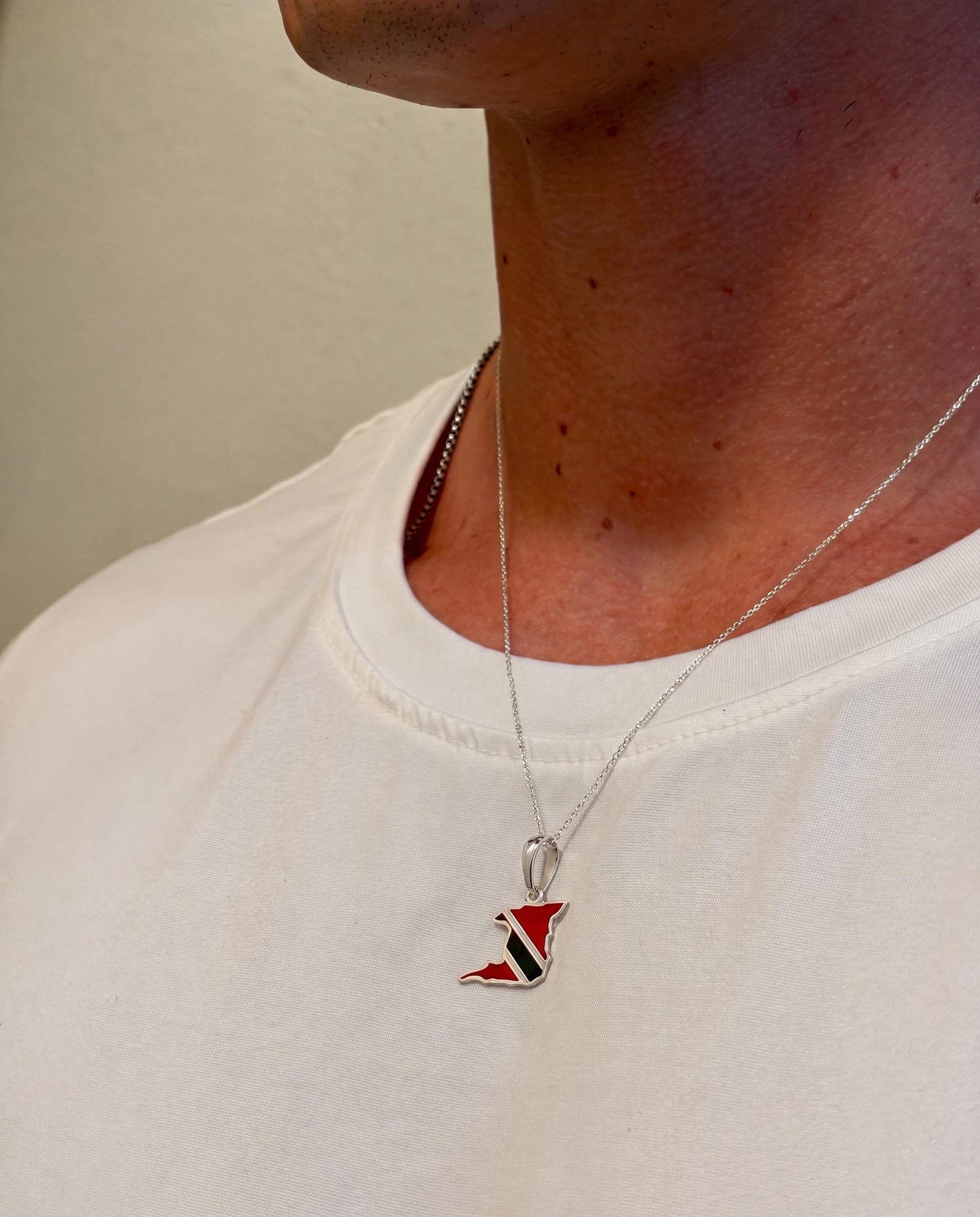 "Trinidad & Tobago Map" Pendant - 925 Sterling Silver